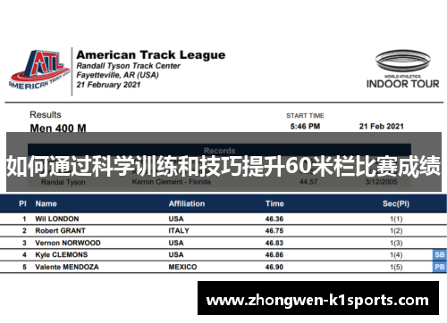 如何通过科学训练和技巧提升60米栏比赛成绩