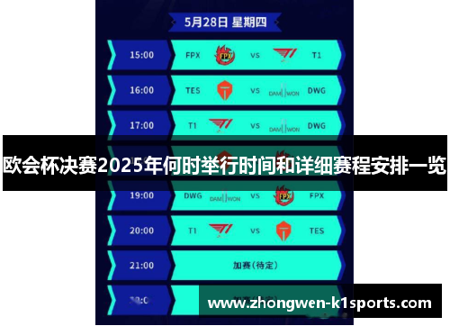 欧会杯决赛2025年何时举行时间和详细赛程安排一览